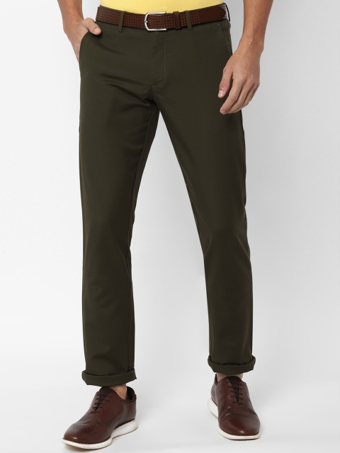 Allen Solly Men Olive Green Slim Fit Solid Regular Trousers