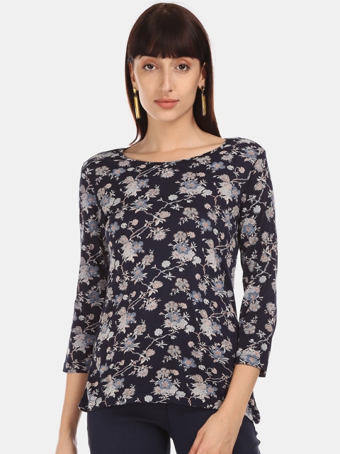 Cherokee Women Black Floral Printed Top