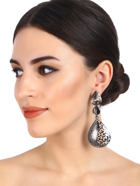 Mali Fionna Black Contemporary Drop Earrings