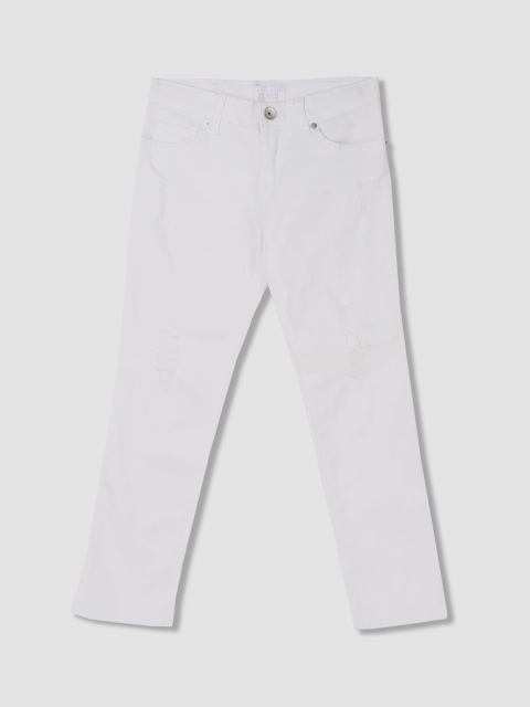 The Childrens Place Girls White Regular Fit Mid-Rise Clean Look Stretchable Jeans
