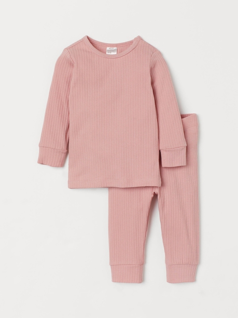 H&M Kids Pink Ribbed Cotton Set