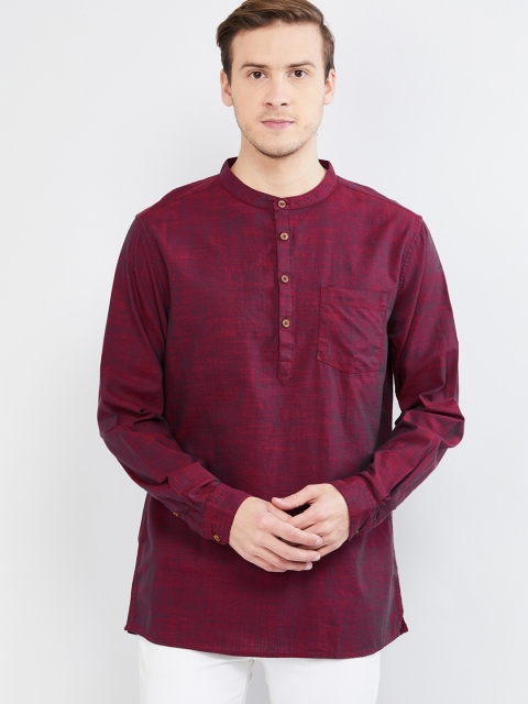max Men Maroon Regular Fit Self Design Casual Shirt