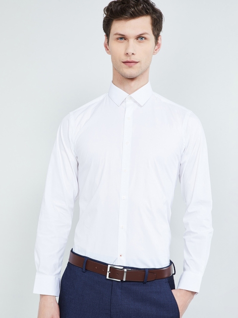 max Men White Slim Fit Solid Formal Shirt