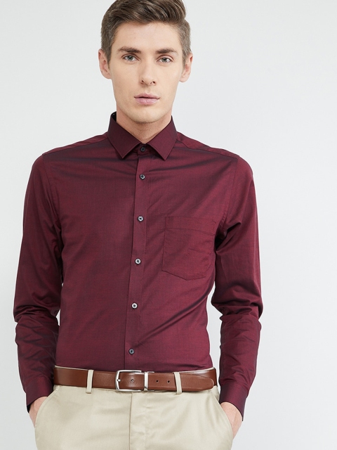 max Men Maroon Regular Fit Solid Casual Shirt