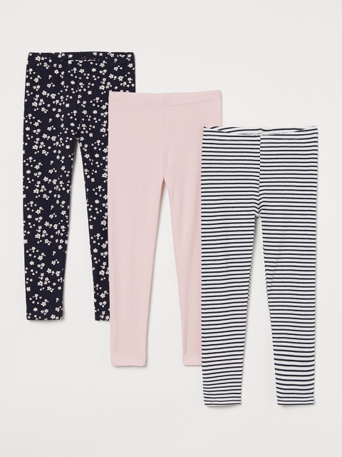 H&M Girls 3-Pack Jersey Leggings, Pink