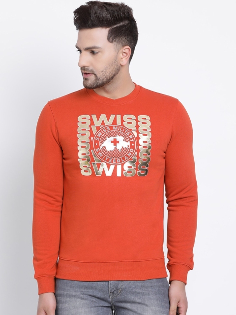 SWISS MILITARY Men Rust Printed Sweatshirt