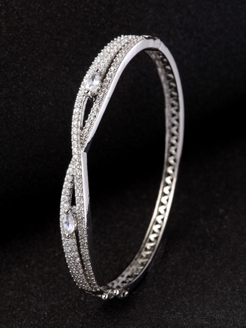 ANIKAS CREATION Silver-Plated White American Diamond Studded Handcrafted Bangle Style Bracelet
ANIKAS CREATION Silver-Plated White American Diamond Studded Handcrafted Bangle Style Bracelet