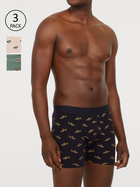 H&M Men 3-Pack Mid Trunks, Black