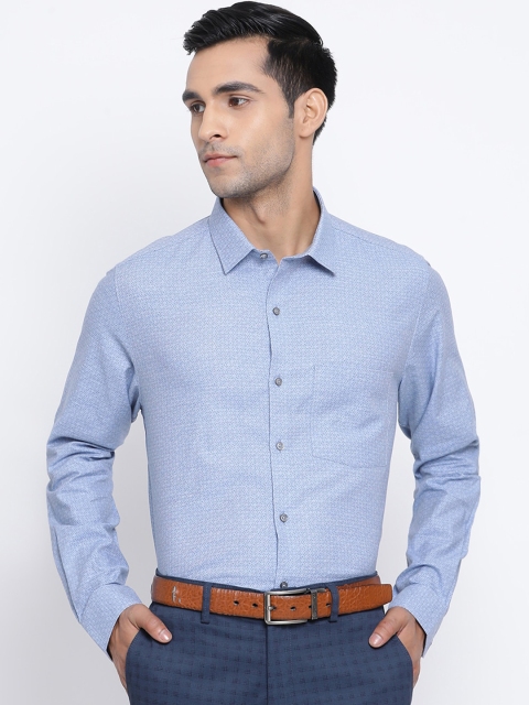 Turtle Men Blue Slim Fit Self Design Casual Shirt