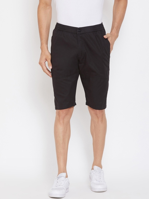 Okane Men Black Solid Regular Fit Regular Shorts