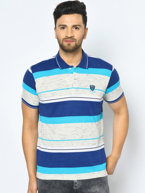 Duke Men Blue Printed Polo Collar T-shirt