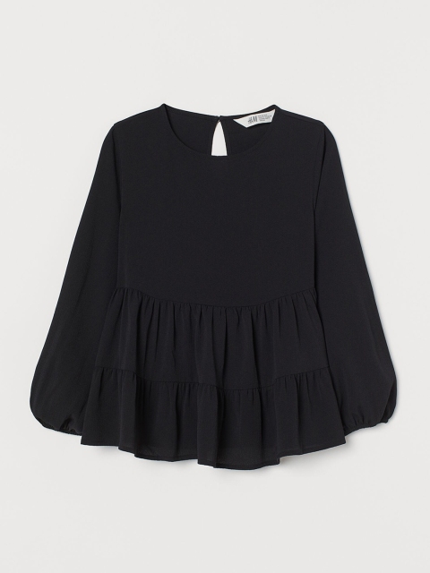 H&M Girls Black Solid Flared Blouse