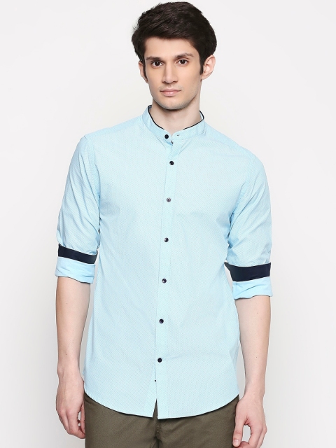 RICHARD PARKER by Pantaloons Men Aqua Blue Printed Casual Shirt