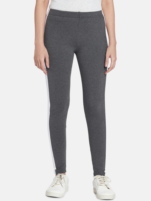 Go Colors Women Grey Solid Ankle-Length Leggings