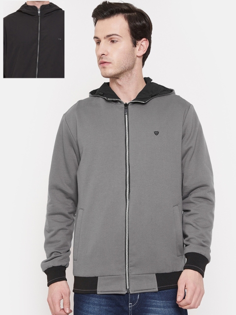 Okane Men Black Solid Reversible Tailored Jacket
