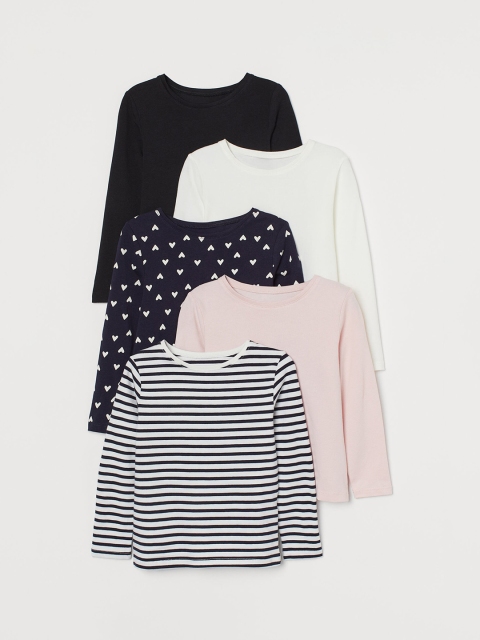 H&M Girls 5-Pack Jersey Tops, White