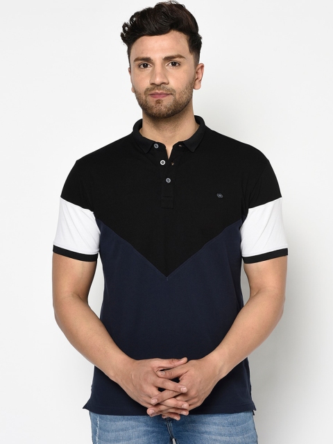 Duke Men Black Solid Polo Collar T-shirt
