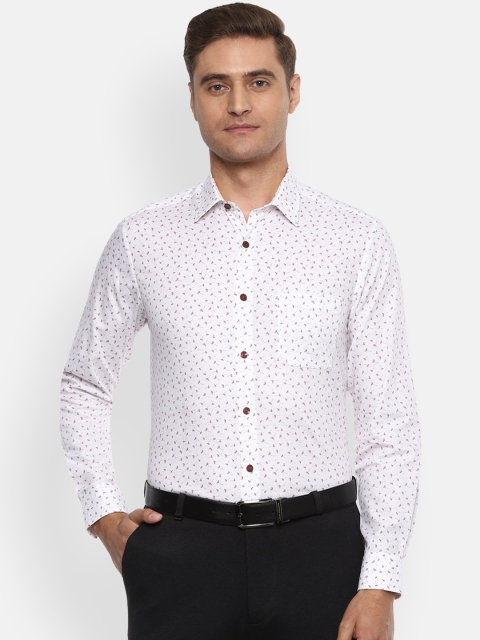 Louis Philippe Men White Slim Fit Printed Casual Shirt