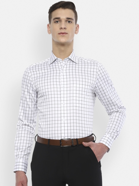 Louis Philippe Men White Regular Fit Checked Semiformal Shirt