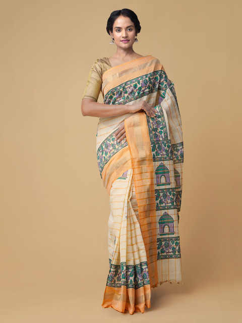 Unnati Silks Cream-Coloured & Green Pure Cotton Printed Mangalagiri Handloom Sustainable Saree
Unnati Silks Cream-Coloured & Green Pure Cotton Printed Mangalagiri Handloom Sustainable Saree
