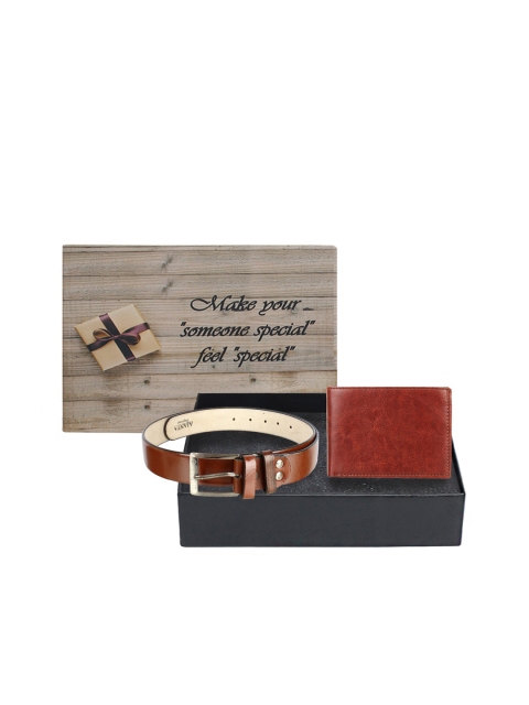 LONDON FASHION hob Men Tan-Brown & Silver-Toned Textured Accessory Gift Set