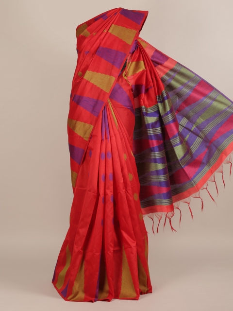 Pothys Red Woven Design Jute Silk Saree