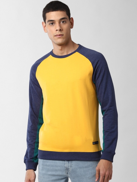 Peter England Casuals Men Yellow Colourblocked Sweatshirt