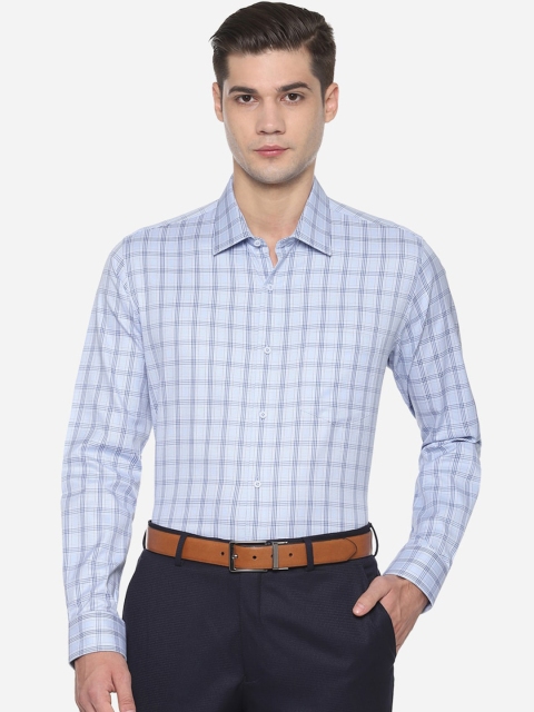 Van Heusen Men Blue Slim Fit Checked Formal Shirt