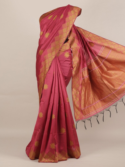 Pothys Pink Printed Jute Silk Saree