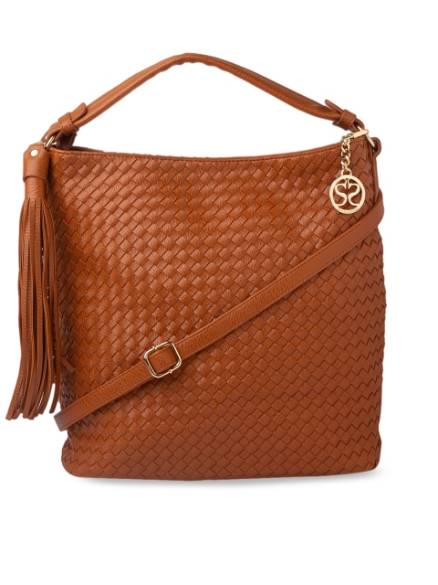 Sole To Soul Tan Self Design Hobo Bag