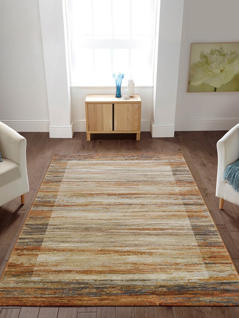 OBSESSIONS Brown & Beige Abstract Anti-Skid Carpet