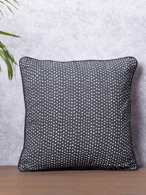 PETAL HOME Black & White Printed Square Cushion Cover