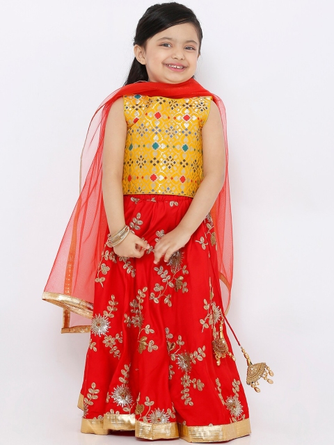 SALWAR STUDIO Girls Red & Yellow Embroidered Ready To Wear Lehenga & Choli With Dupatta
SALWAR STUDIO Girls Red & Yellow Embroidered Ready To Wear Lehenga & Choli With Dupatta