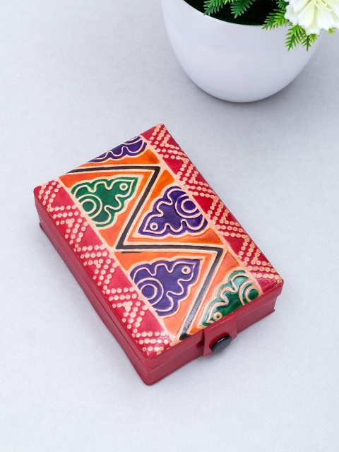 Golden Peacock Women Red & Orange Self Design Jewellery Organiser