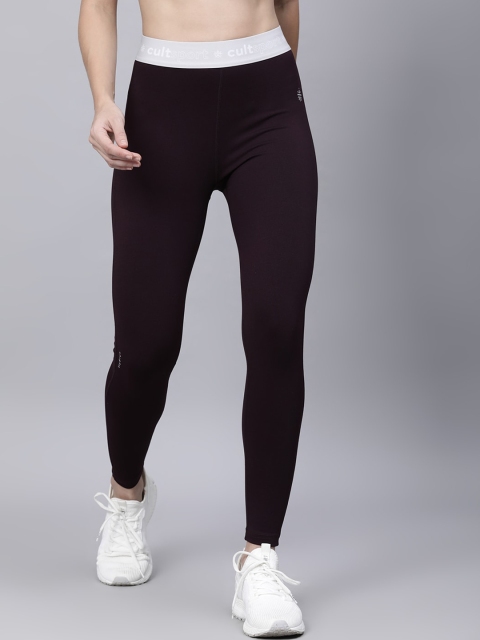 Cultsport Women Burgundy Solid AbsoluteFit Tights
