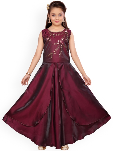 Aarika Girls Purple Solid Maxi Dress