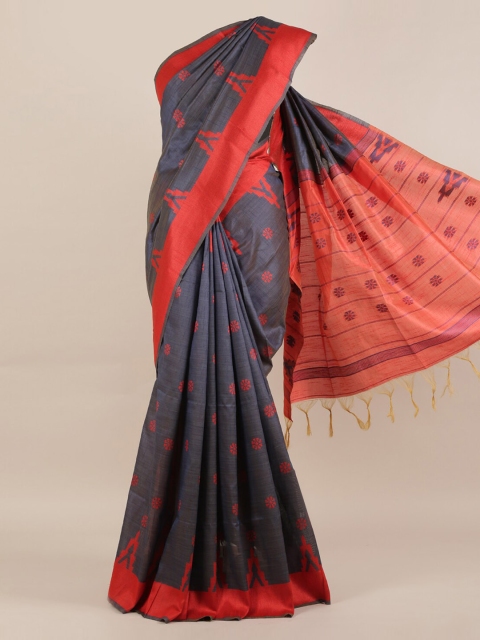 Pothys Grey Woven Design Jute Silk Saree with Jhalar Pallu