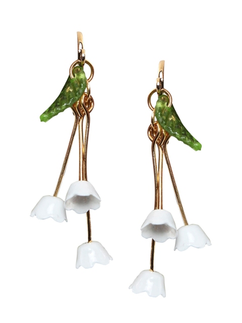 Foxy Sperks Gold-Toned & White Floral Drop Earrings