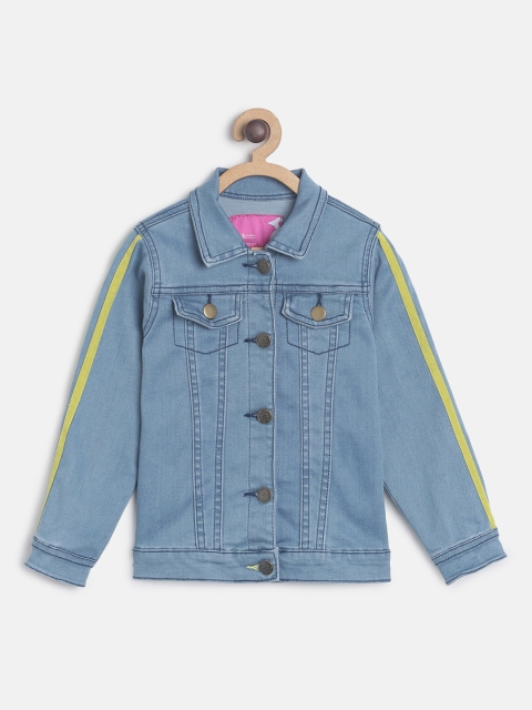 TALES & STORIES Girls Blue Solid Denim Jacket