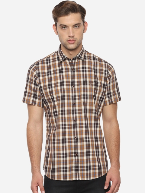 Van Heusen Sport Men Brown Slim Fit Checked Casual Shirt