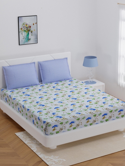 BOMBAY DYEING White & Blue Floral-Printed 144 TC Double Bedsheet with 2 Pillow Covers
BOMBAY DYEING White & Blue Floral-Printed 144 TC Double Bedsheet with 2 Pillow Covers