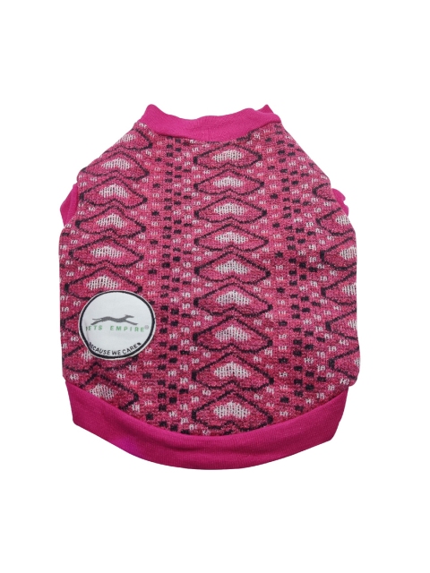 PETS EMPIRE Pink & Black Self Design Dog Sweater