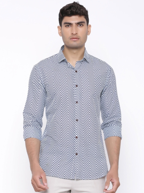 Tistabene Men Blue Regular Fit Striped Casual Shirt