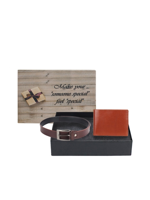 LONDON FASHION hob Men Brown & Silver-Toned Accessory Gift Set