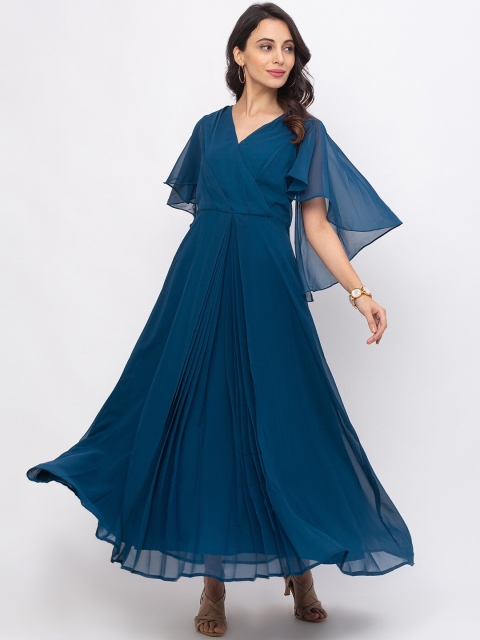 Iti Women Blue Solid Maxi Dress