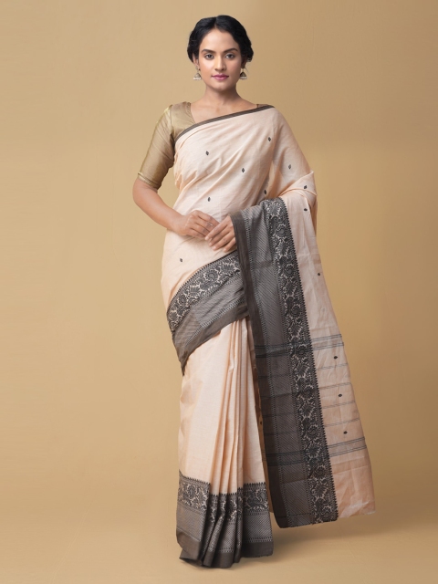 Unnati Silks Cream-Coloured & Black Pure Cotton Printed Chettinad Handloom Saree
Unnati Silks Cream-Coloured & Black Pure Cotton Printed Chettinad Handloom Saree