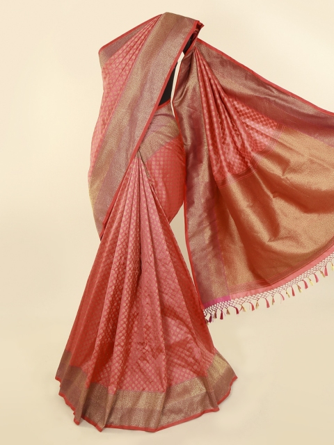 Pothys Peach-Coloured Pure Silk Woven Design Banarasi Saree