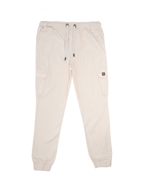 First Kick Boys Cream-Coloured Regular Fit Solid Joggers