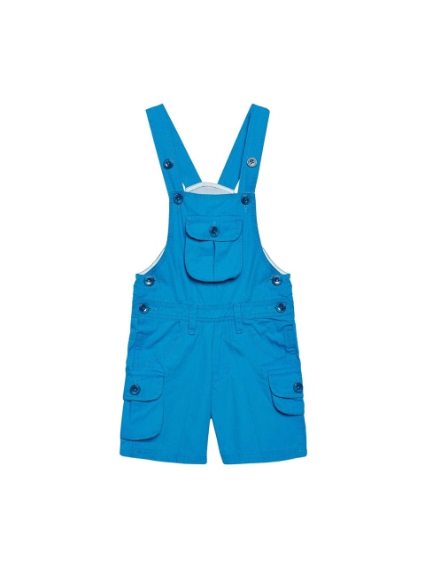 FirstClap Kids Blue Solid Cotton Dungarees