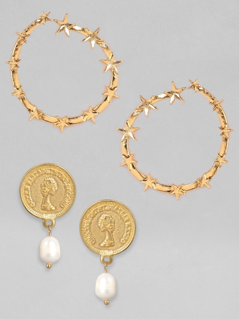 TOKYO TALKIES X rubans FASHION ACCESSORIES Gold & White Set of 2 Circular Drop Earrings
TOKYO TALKIES X rubans FASHION ACCESSORIES Gold & White Set of 2 Circular Drop Earrings